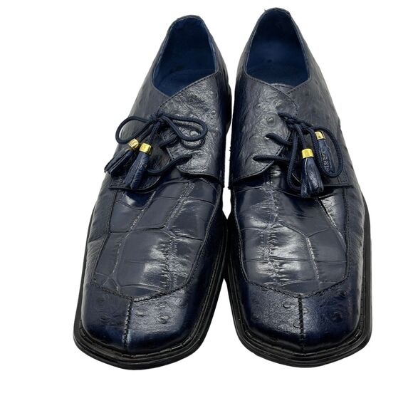 Marco Vicci Dress Shoes Titus Croc Embossed Tassel Mens Size 10 M Blue Vintage main image 9